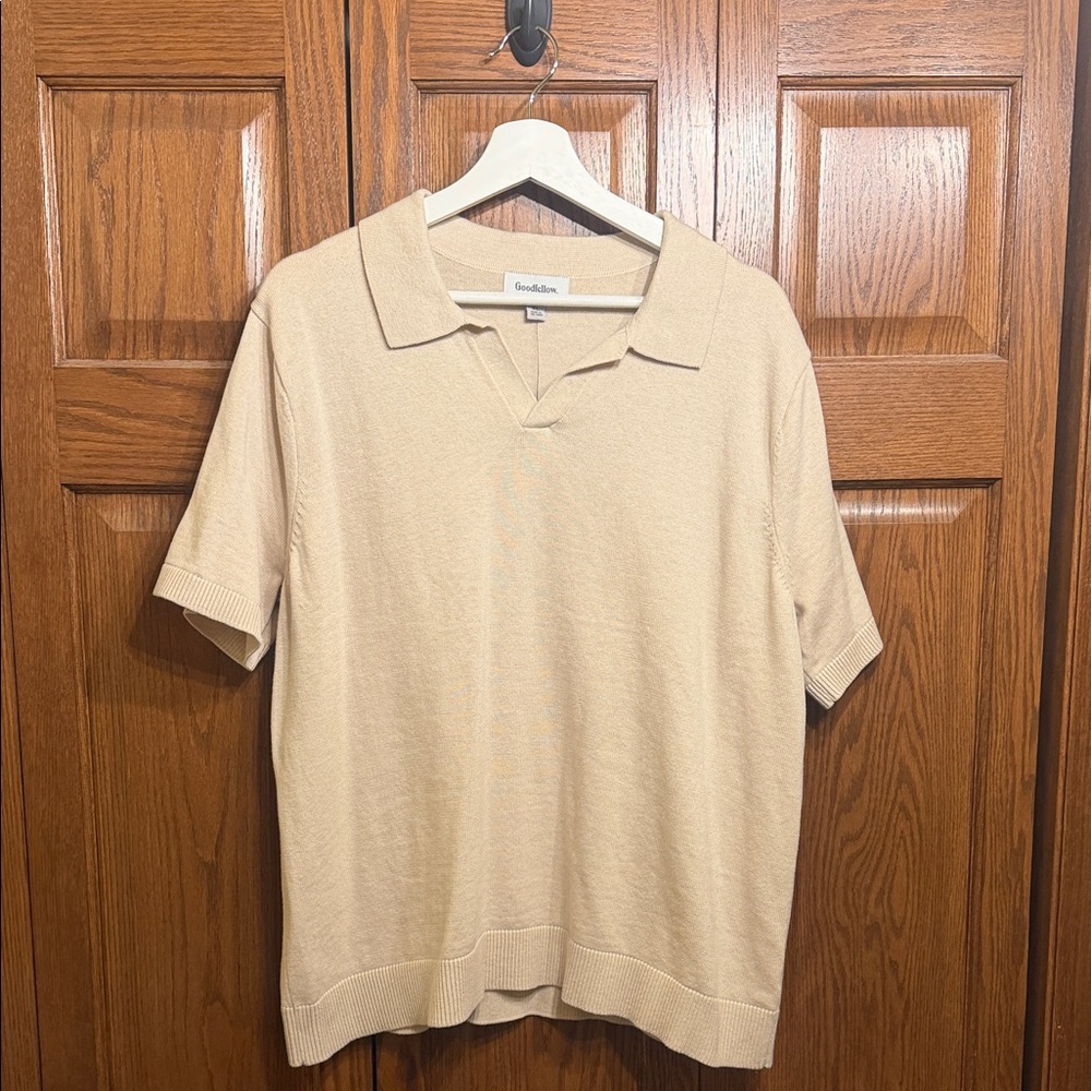 Goodfellow & Co Men's Short Sleeve Polo in Light Beige
